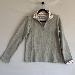 Orvis Gray Heather Knit Pullover 1/4 Zip Top Size Small